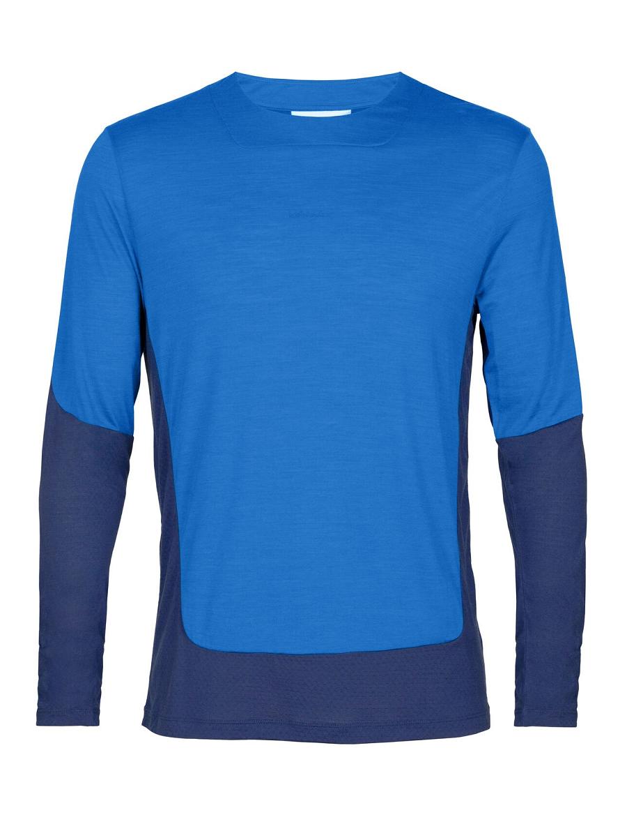 Men's Icebreaker ZoneKnit™ Merino T-Shirt Long Sleeve Lazurite / Royal Navy | CA 1715JPQJ